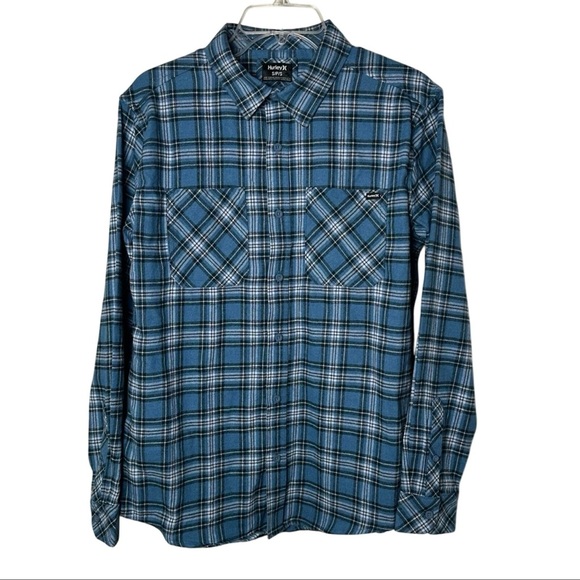 Hurley Other - Hurley Men's Flannel Shirt Button Down Long Sleeve Blue Cotton Blend S NWT